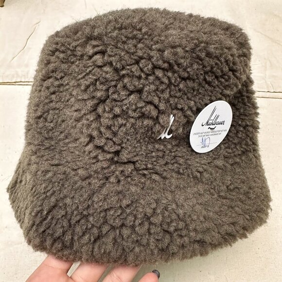 NWT Muhlbauer Fisherman Bucket Hat Taupe Wool Sherpa Fur Warm 58cm - Picture 6 of 8